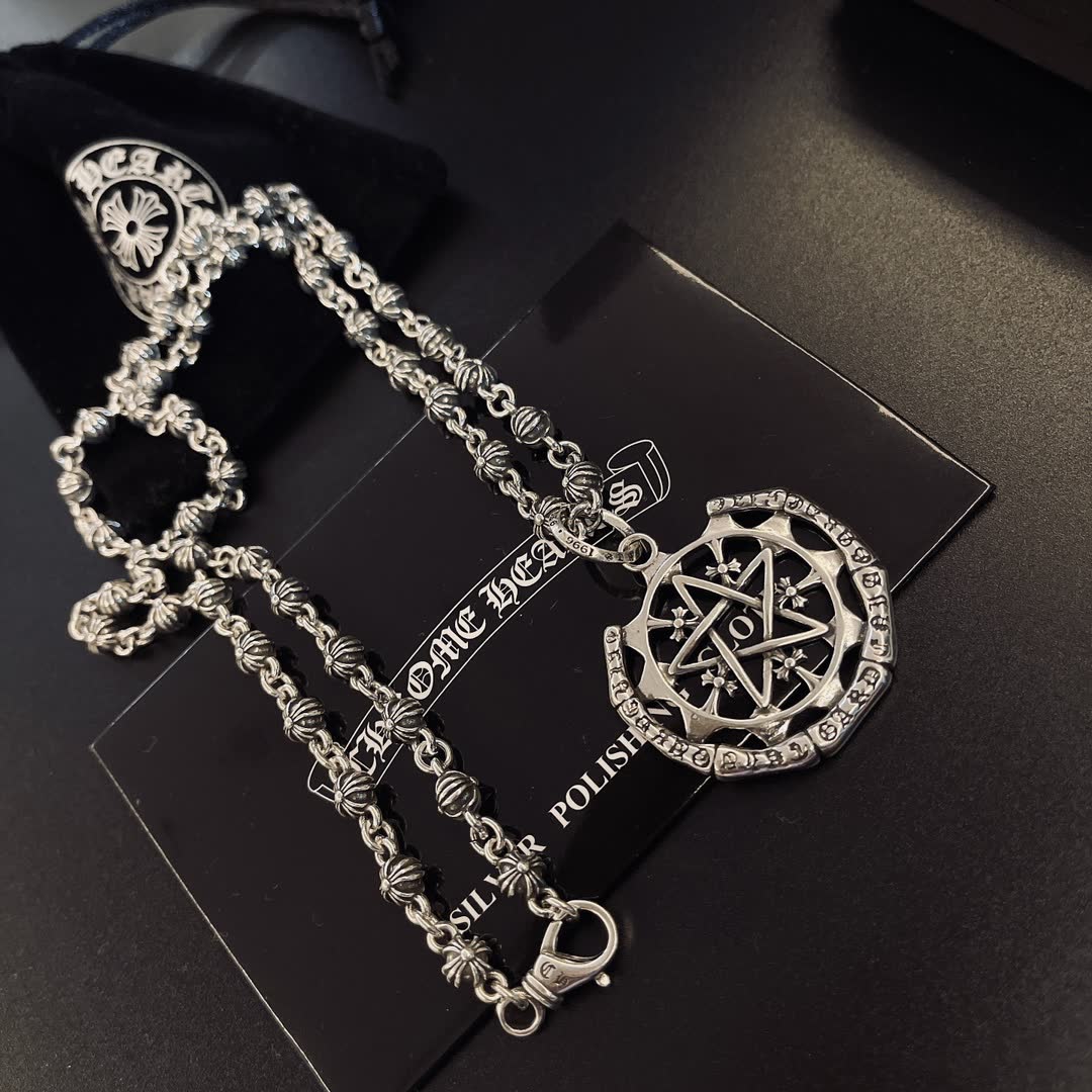 Chrome Hearts Silver Pentagram Pendant Necklace